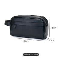 Korean Version Fashion Ladies Hanging Cosmetic Organizer Black Leather Toiletry Bag